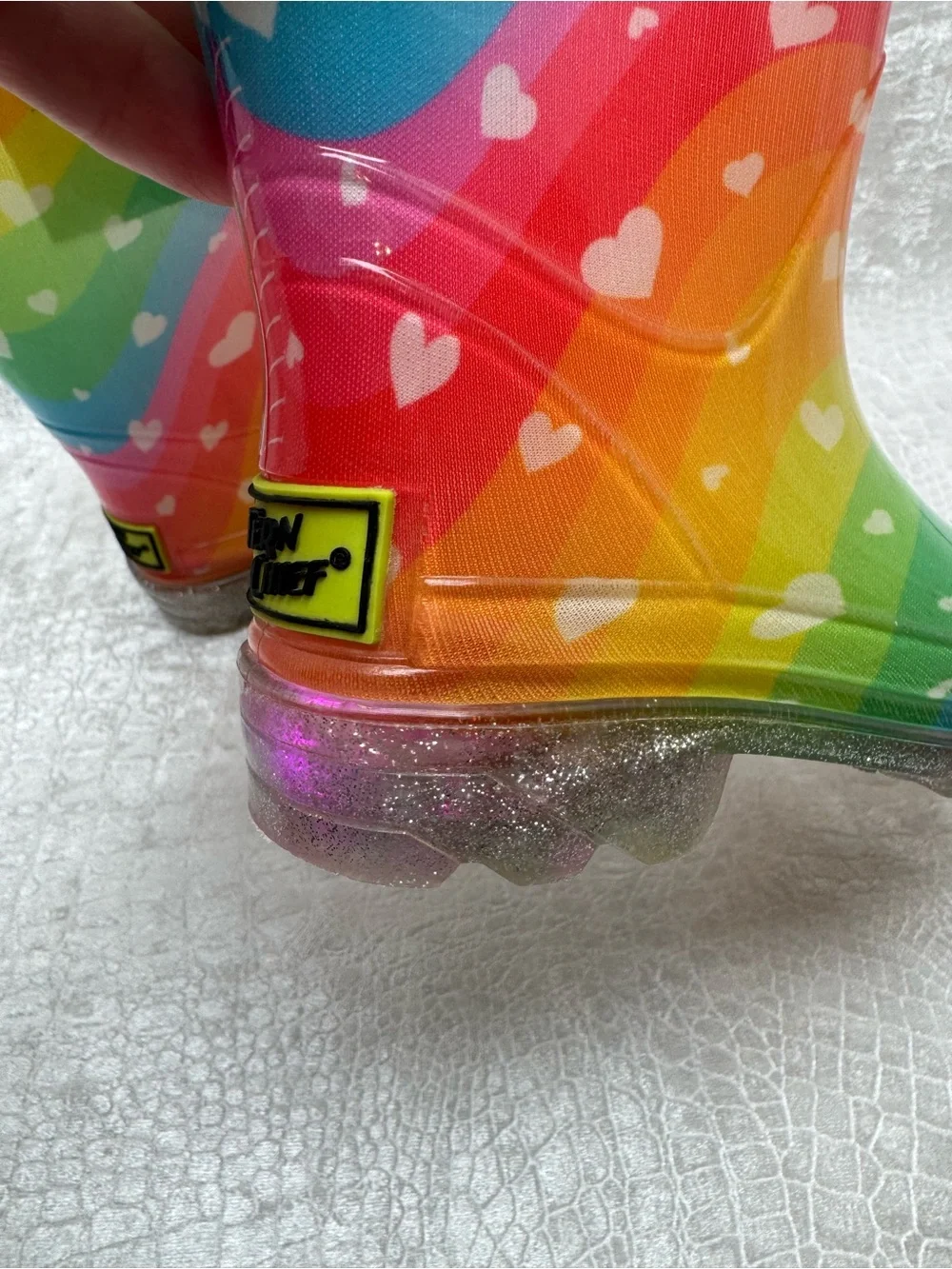 Western Chief Heart Waves Multi Color Lighted Rain Boots, infant sz 6